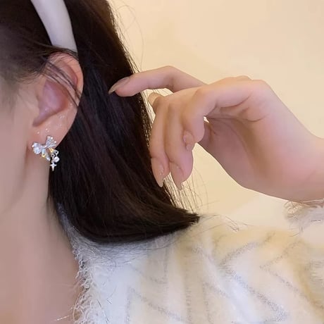 Ribbon charm pierce【R0429】