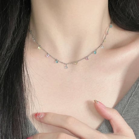 Color stone necklace【R0436】