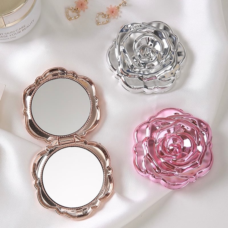 バラ彫刻の円形ミラー Rose on 21cm round mirror