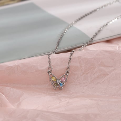 Colorful stone butterfly necklace【R0349】