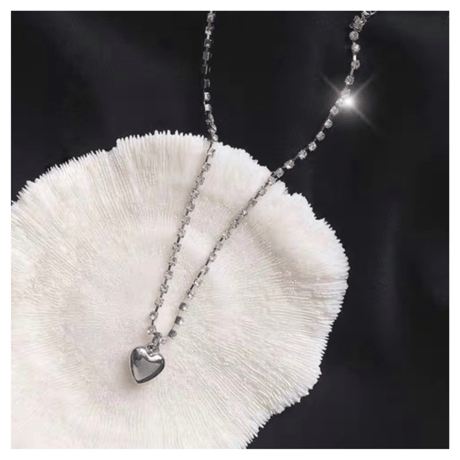 Silver heart necklace【R0181】
