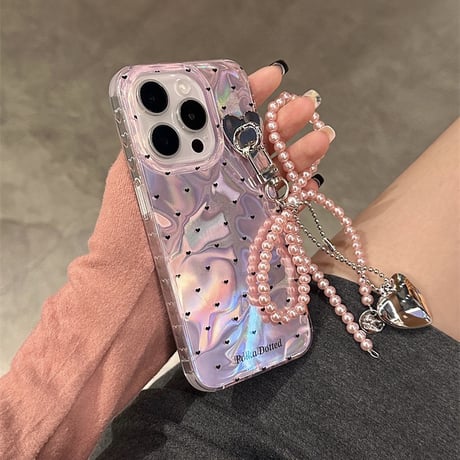 ドットハートストラップケース【E0392】