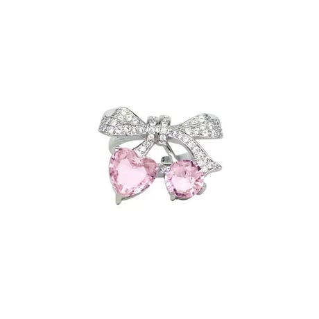 Cherry pink ribbon ring【R0517】
