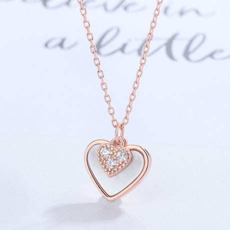 Double shell heart necklace【R0178】