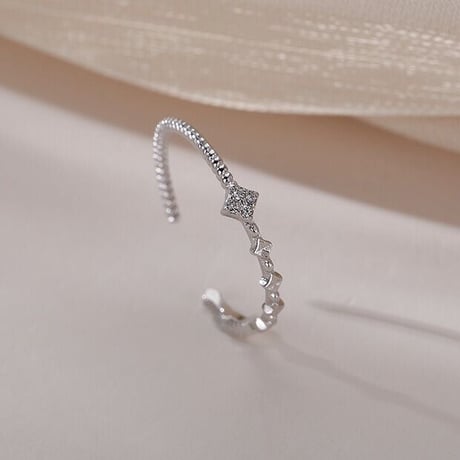 asymmetry star line silver ring【R0158】