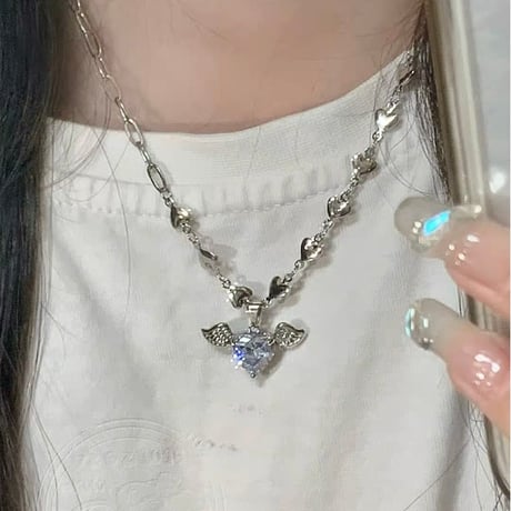 Angel heart chain necklace【R0490】