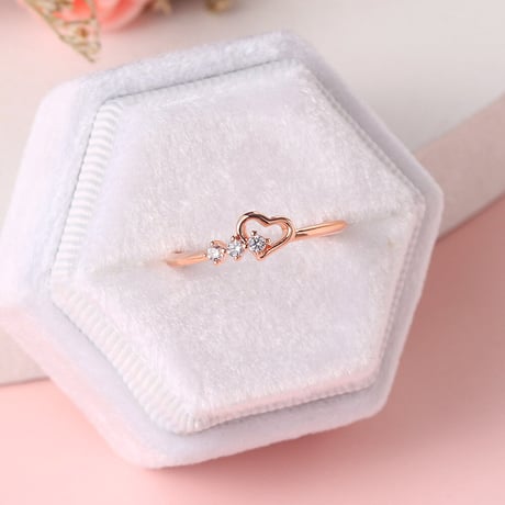 Heart × stone ring【R0356】