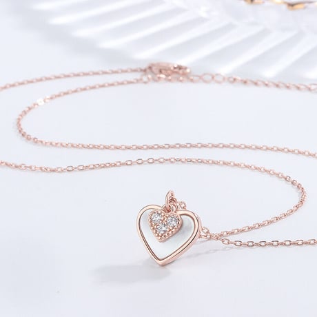 Double shell heart necklace【R0178】