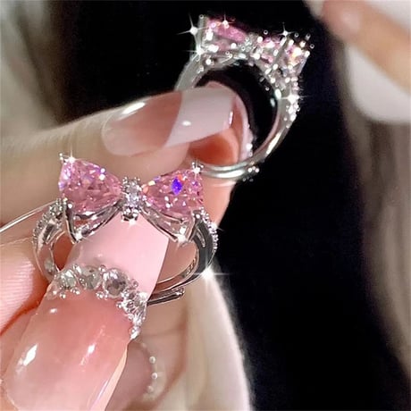 Pink ribbon bright ring【R0407】