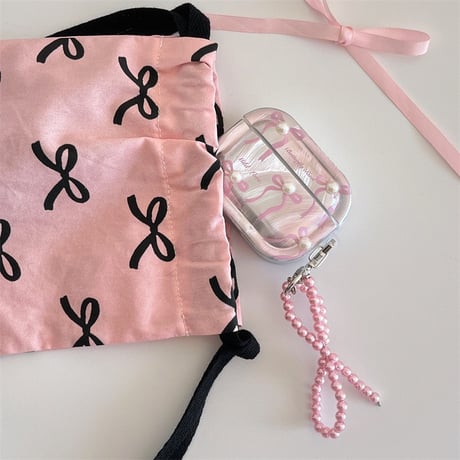 Ribbon pearl airpodsケース【P0072】