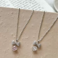 Ribbon crystal necklace【R0515】