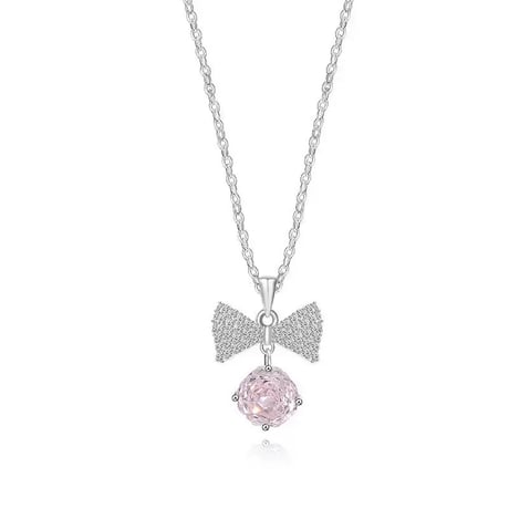 Ribbon crystal necklace【R0515】