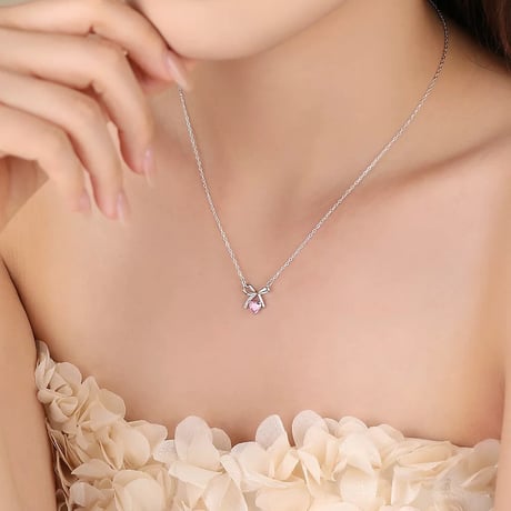Heart ribbon necklace【R0459】