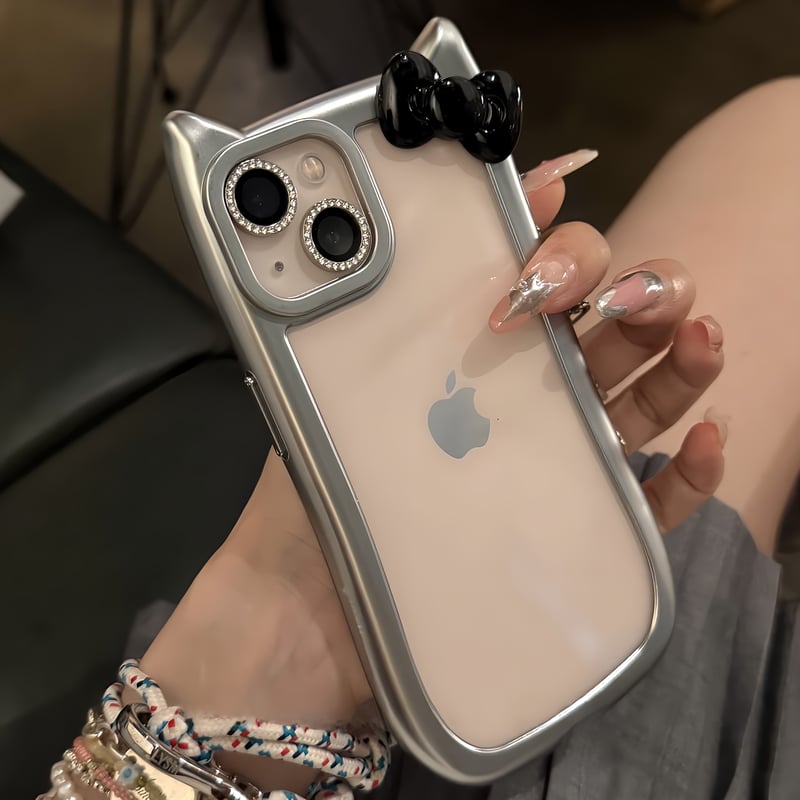 シルバー　りぼん　かわいい　猫耳　iPhoneケース　かわいい　リボン　ねこ Amazon.co.jp: iphone 12 pro max ケース 猫耳 キティちゃん