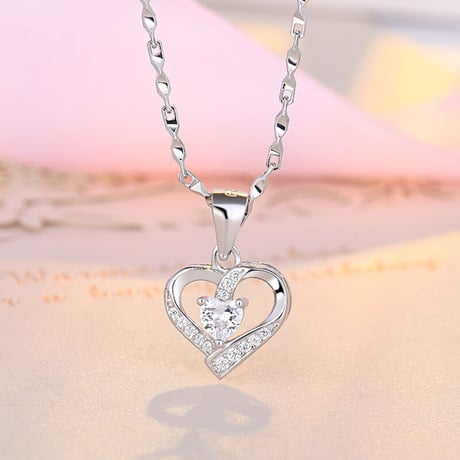Open heart stone necklace 【R0038】