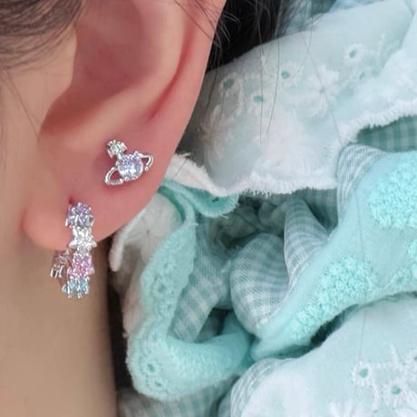 Star stone hoop pierce【R0500】