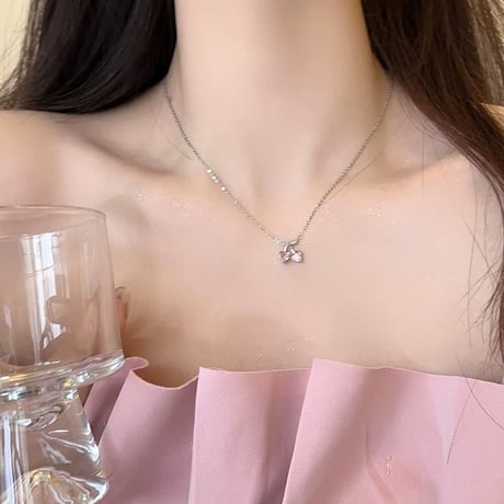 Pink cherry necklace【R0444】