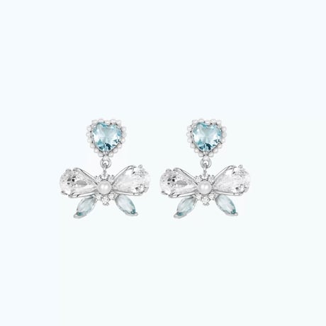 Ribbon heart clear pierce【R0491】