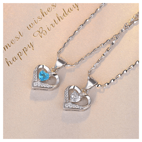 Open heart stone necklace 【R0038】