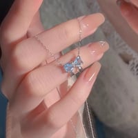 Blue ribbon necklace【R0443】