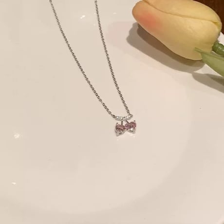 Pink cherry necklace【R0444】