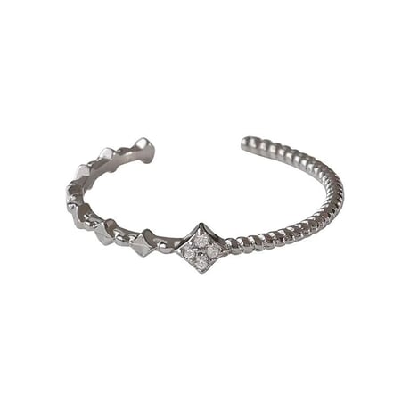 asymmetry star line silver ring【R0158】