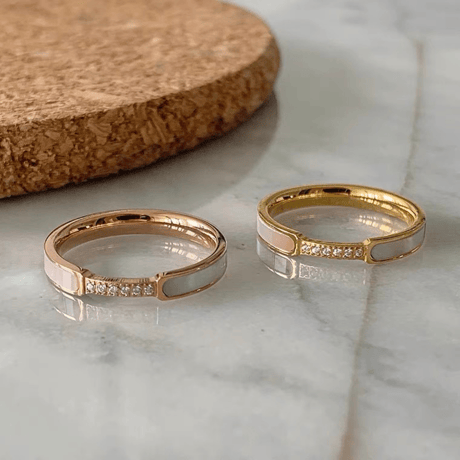 Shell bright stone ring【R0163】