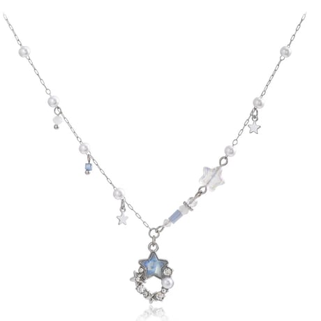 Star pearl charm necklace【R0501】
