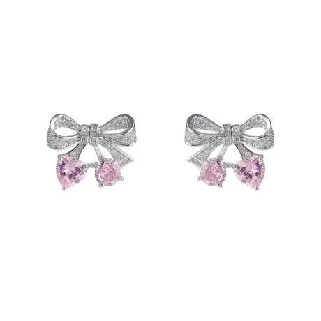 Cherry pink ribbon pierce【R0519】