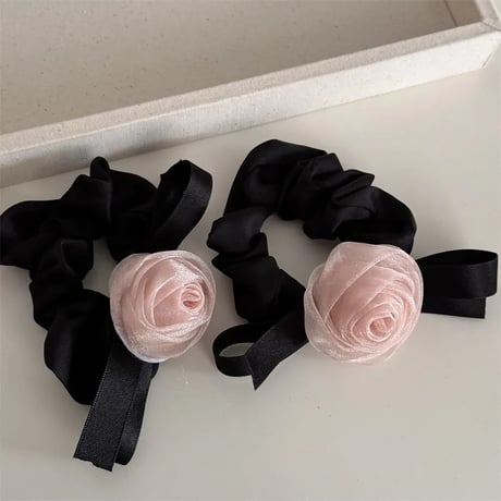 Rose black ribbon hair band【R0449】