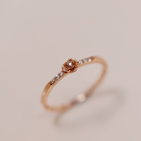 Bright stone & flower ring【R0382】