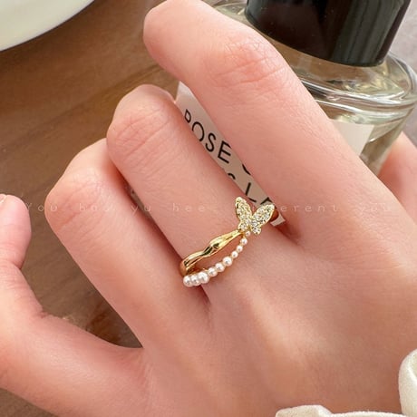 Butterfly pearl ring【R0380】