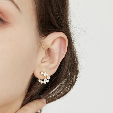 Flower pearl earrings 【R0367】