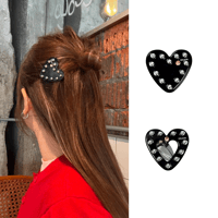 Black heart hair pin【R0418】