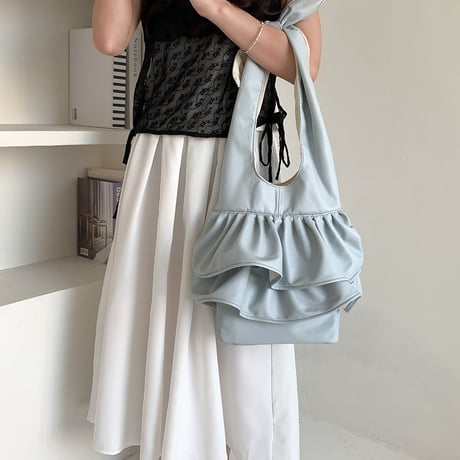 フリルトートバッグ【F0013】
