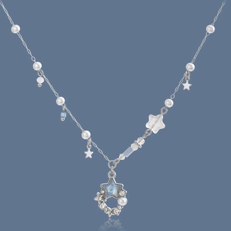 Star pearl charm necklace【R0501】