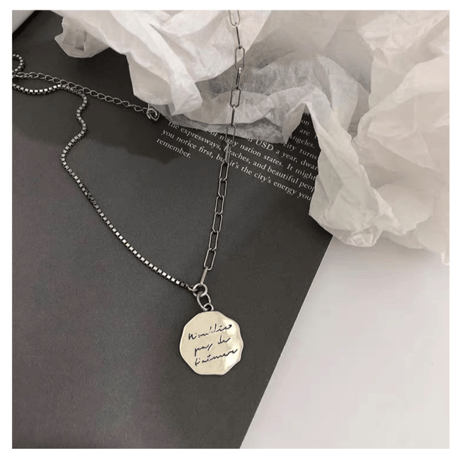 Silver medal necklace【R0027】