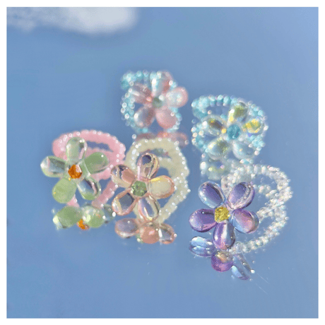 Clear flower ring【R0214】