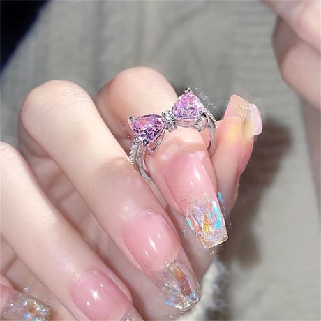 Pink ribbon bright ring【R0407】