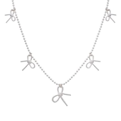 Silver ribbon necklace【R0437】