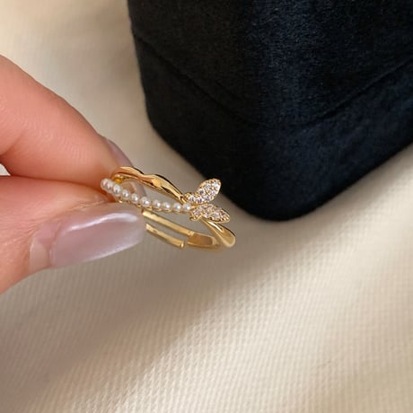 Butterfly pearl ring【R0380】