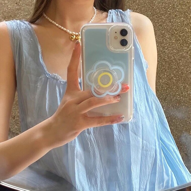 クリアフラワーグリップ付きスマホケース【C0141】 | MOA