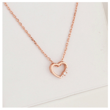 Bright stone heart necklace【R0082】