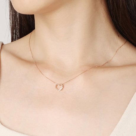 Bright stone heart necklace【R0082】