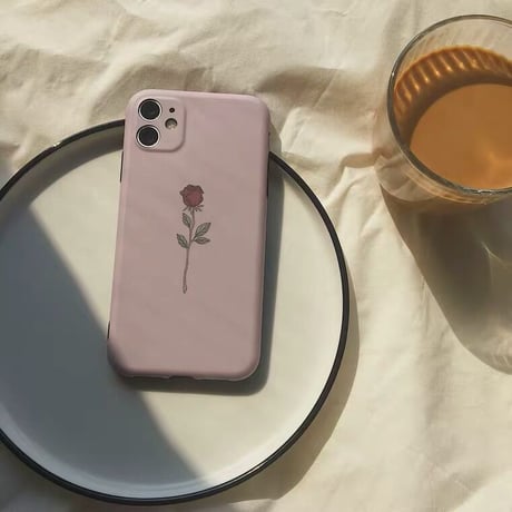 ワンポイントローズ♡スマホケース【E0185】