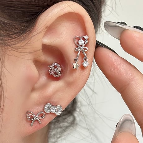 Cute ribbon pierce【R0461】