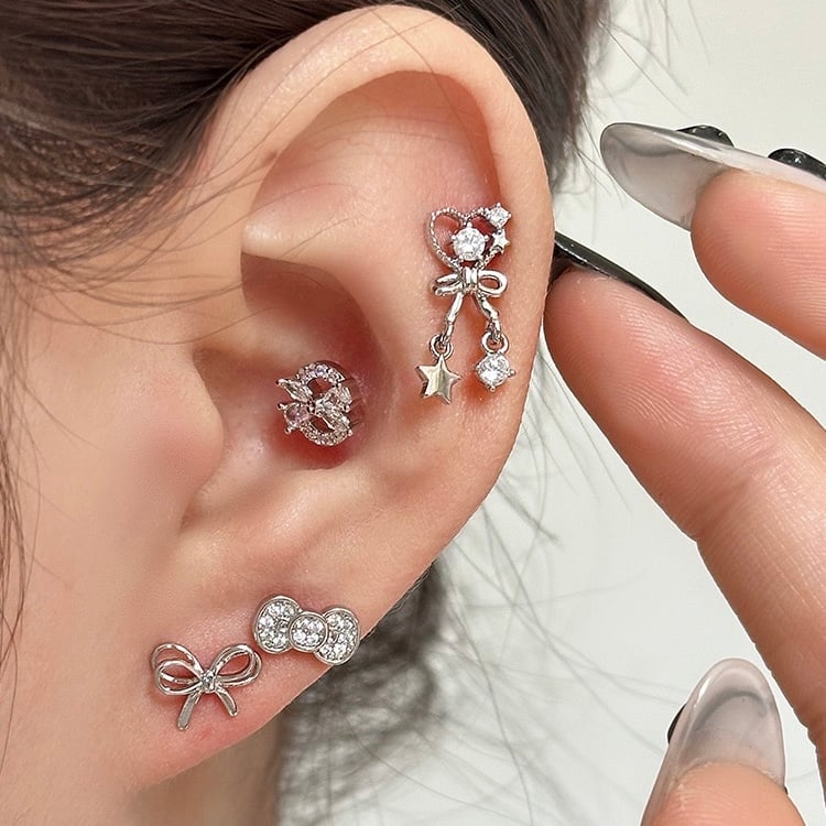 Cute ribbon pierce【R0461】 | MOA