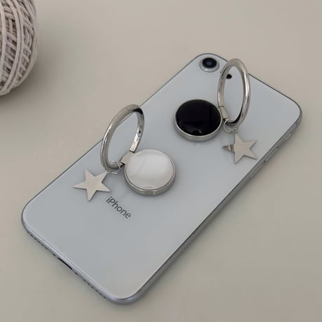 Star plate & natural stone smartphone key ring【S0022】