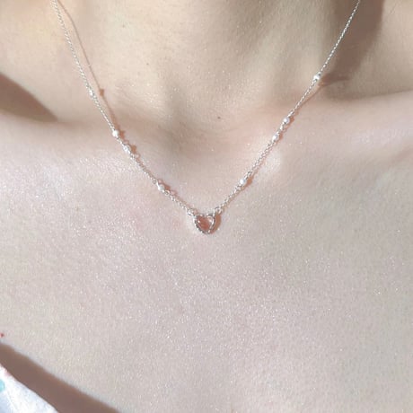 Pink heart pearl necklace【R0434】