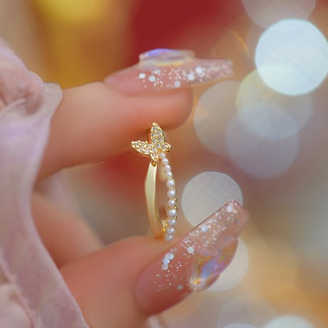 Butterfly pearl ring【R0380】